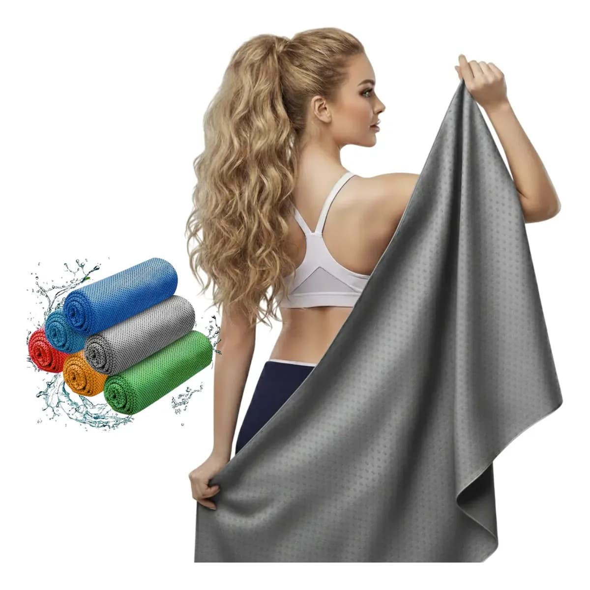 Toalha Microfibra Grande Seca Rápido Absorve Suor Fitness Cinza Liso