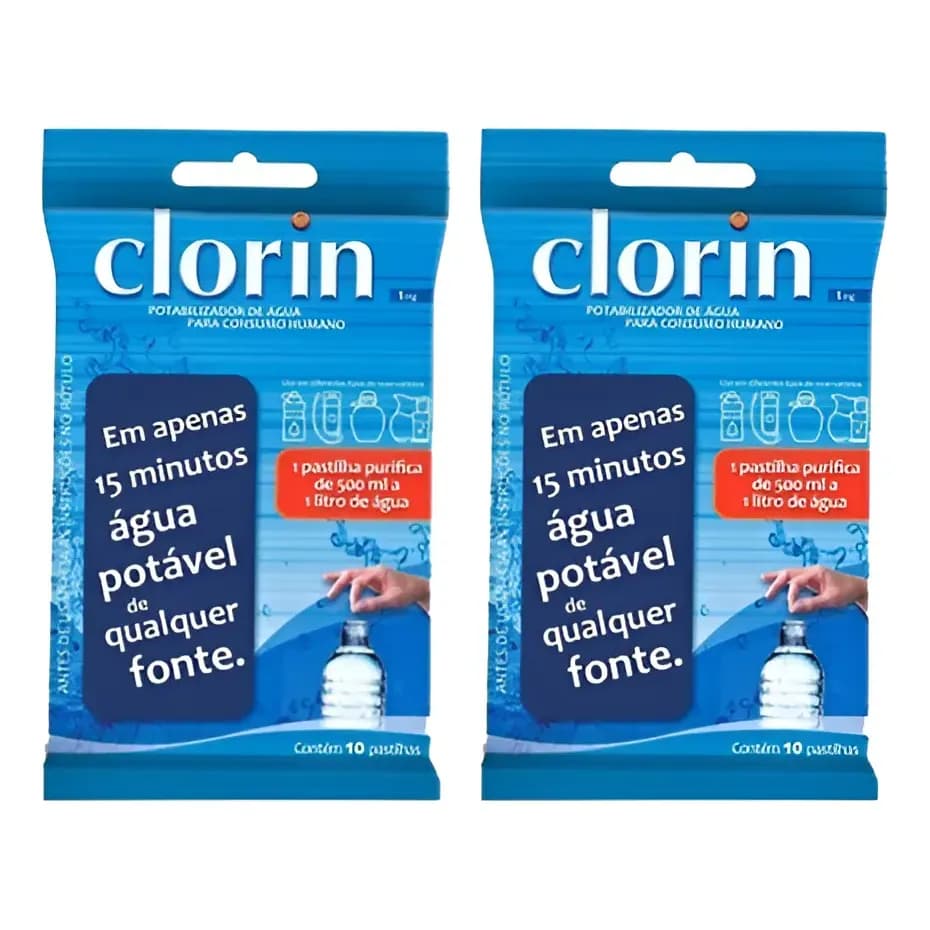 Kit 20 Pastilhas Purificadora De Água Potável Clorin Com Nf Branco