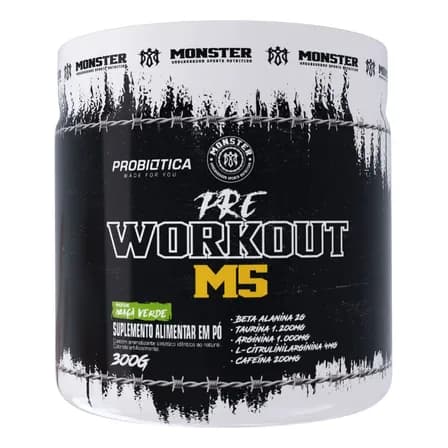 Pré Treino M5 300g Probiótica Sabor Maçã Verde