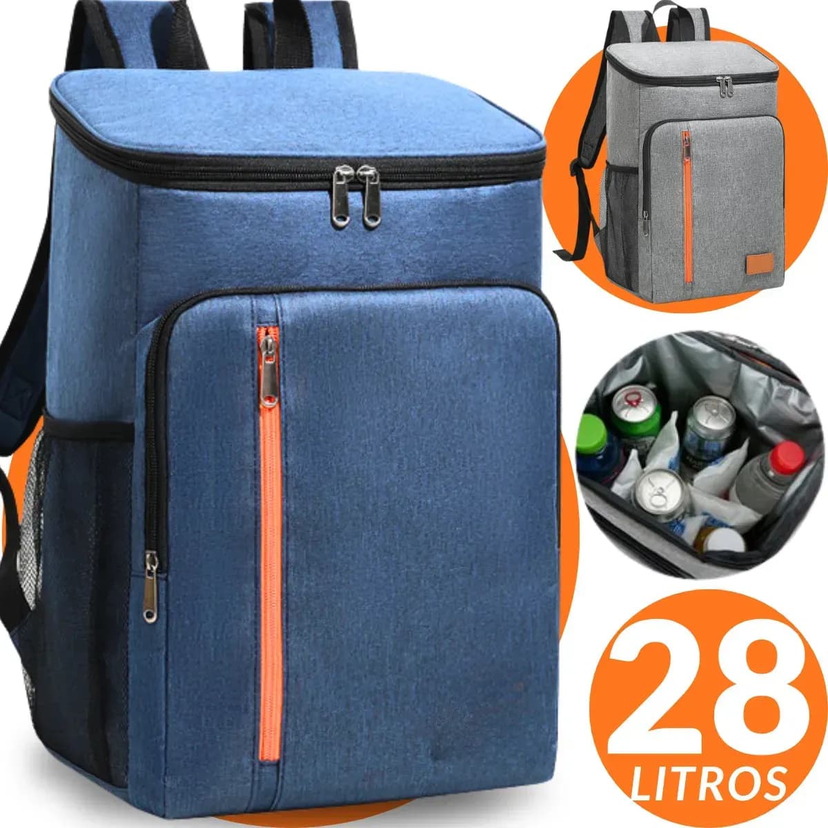 Mochila Térmica Grande Cooler Praia Passeio Bag Marmita Cerveja Mochila Isotérmica Mochila Térmica 28 Litros Bebidas Cooler Resistente Impermeável praia
