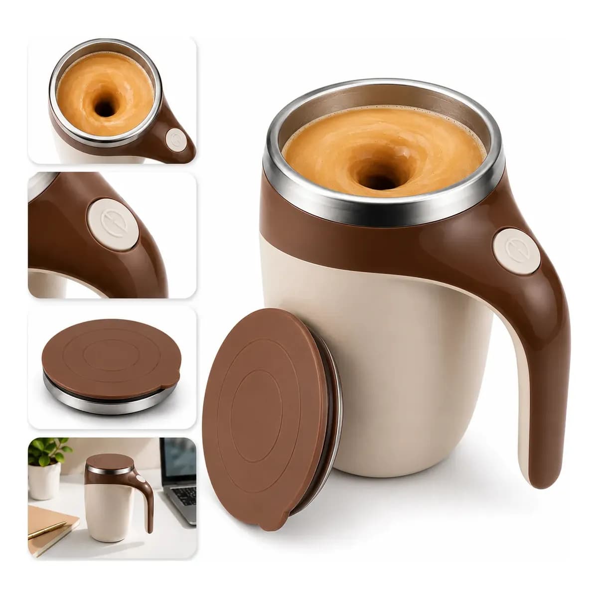Caneca Mixer Inox Misturador Automático Recarregável Usb