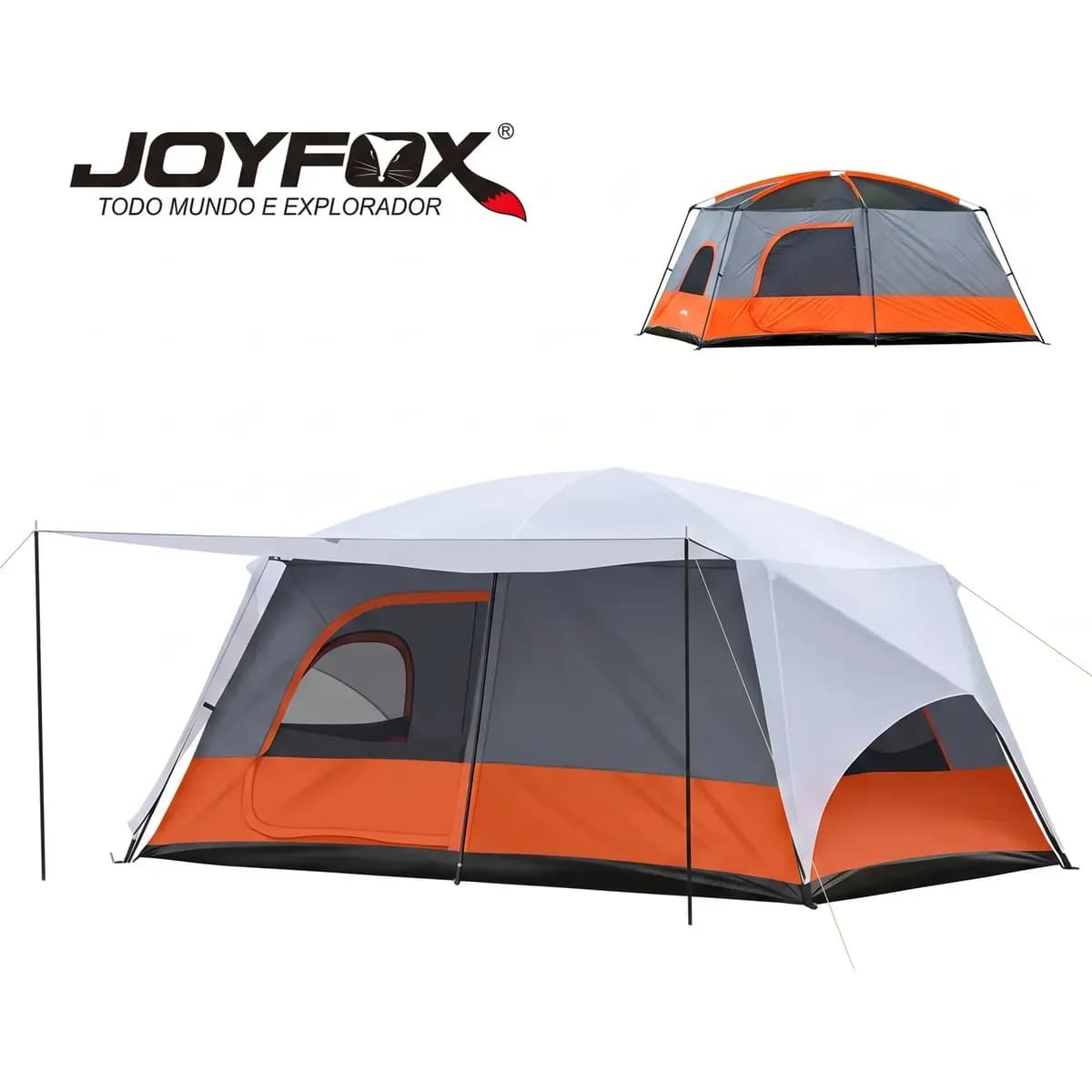 Barraca De Camping Acampamento Joyfox 12-16 Pessoas Impermeavel 3000mm 420305200cm Grande Familiar Barraca Grande Varanda Cor Laranja