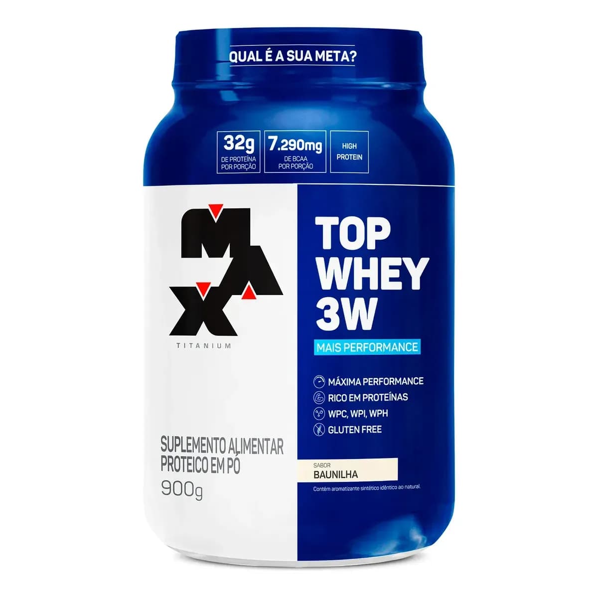 Top Whey 3w Mais Performance 900g Max Titanium Wwhey Isolado Sabor Baunilha