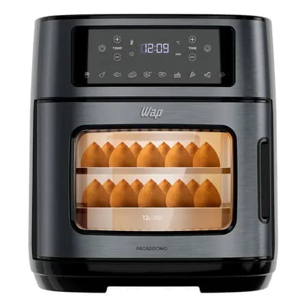 Fritadeira Elétrica Wap Air Fryer Oven Digital Black Inox 12 Litros 220v