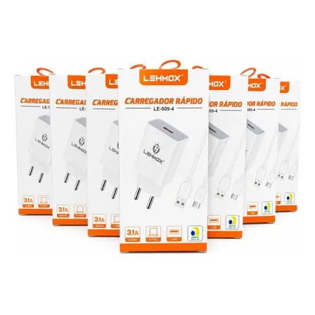 Kit 10 Carregadores Tipoc Atacado Revenda Nota Fiscal Barato Branco