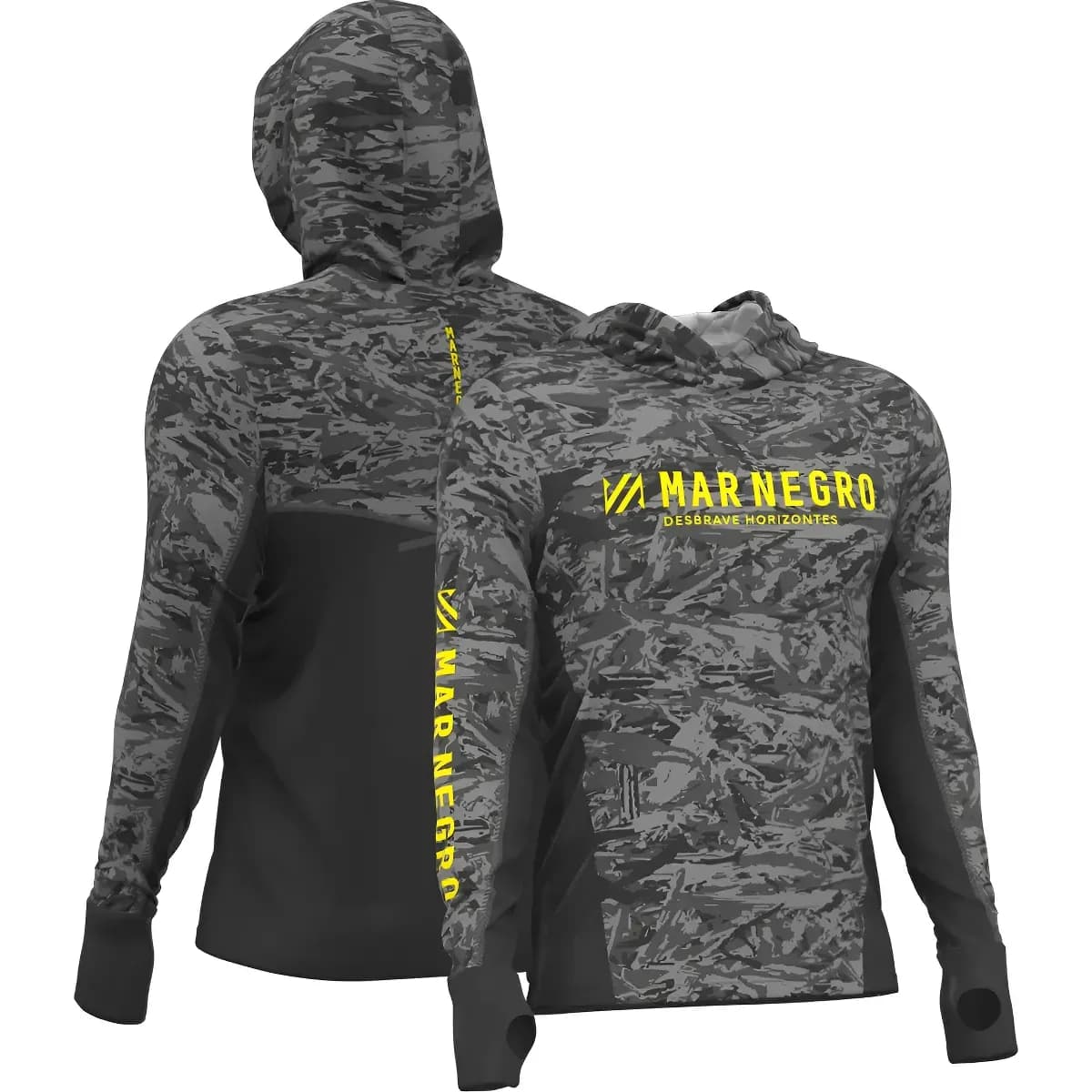Camisa De Pesca C Capuz Camuflada Chumbo Mar Negro Fishing