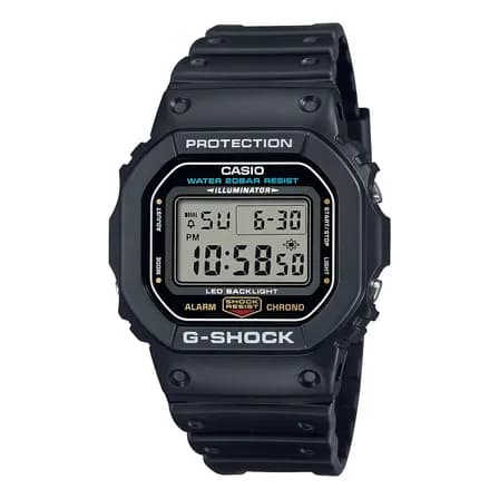 Relógio Casio G-Shock DW-5600UE-1DR Digital,  de Resina Preta e Resistente à Água 200m