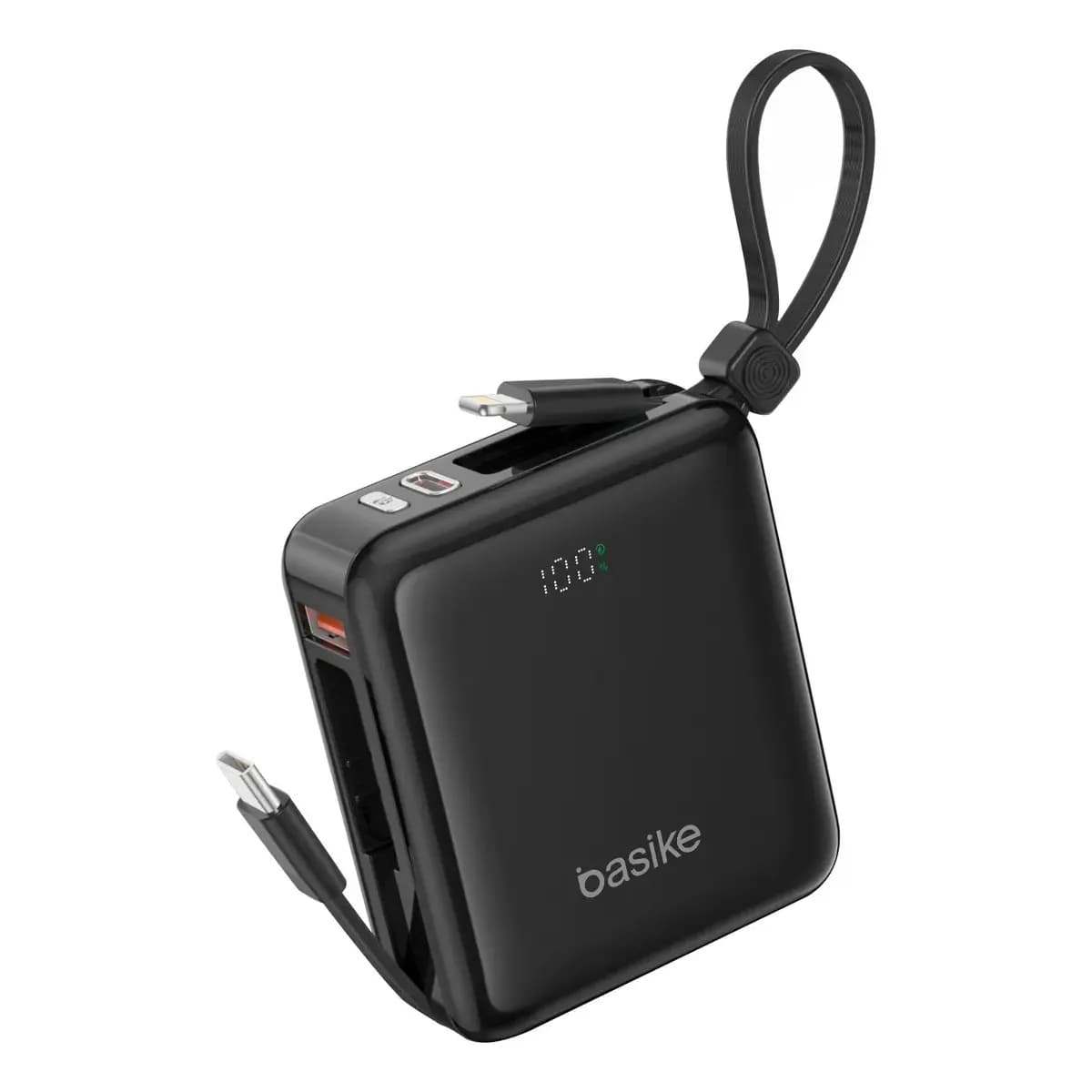 Power Bank Basike 10000mAh Turbo Carga Rápida 22.5W com Cabos para iPhone e Android
