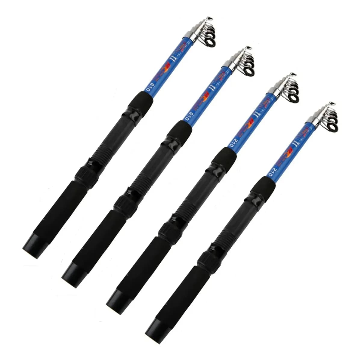 04 Vara Telescópica De Pesca 20lbs P/ Molinete 1,80m Barato Azul