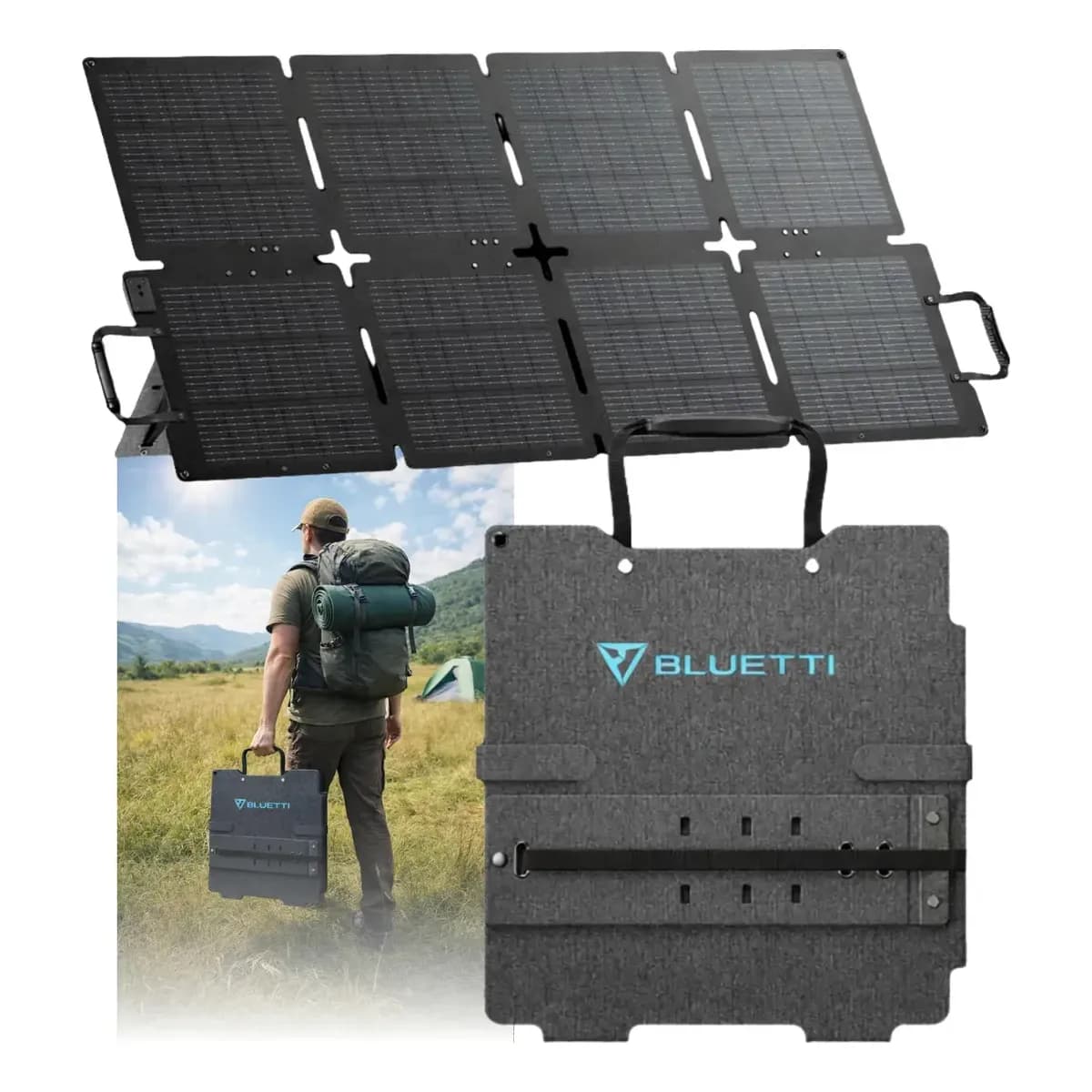 Painel Solar Portátil 130w Bluetti Sora Dobrável Lançamento Cinza-escuro 25v