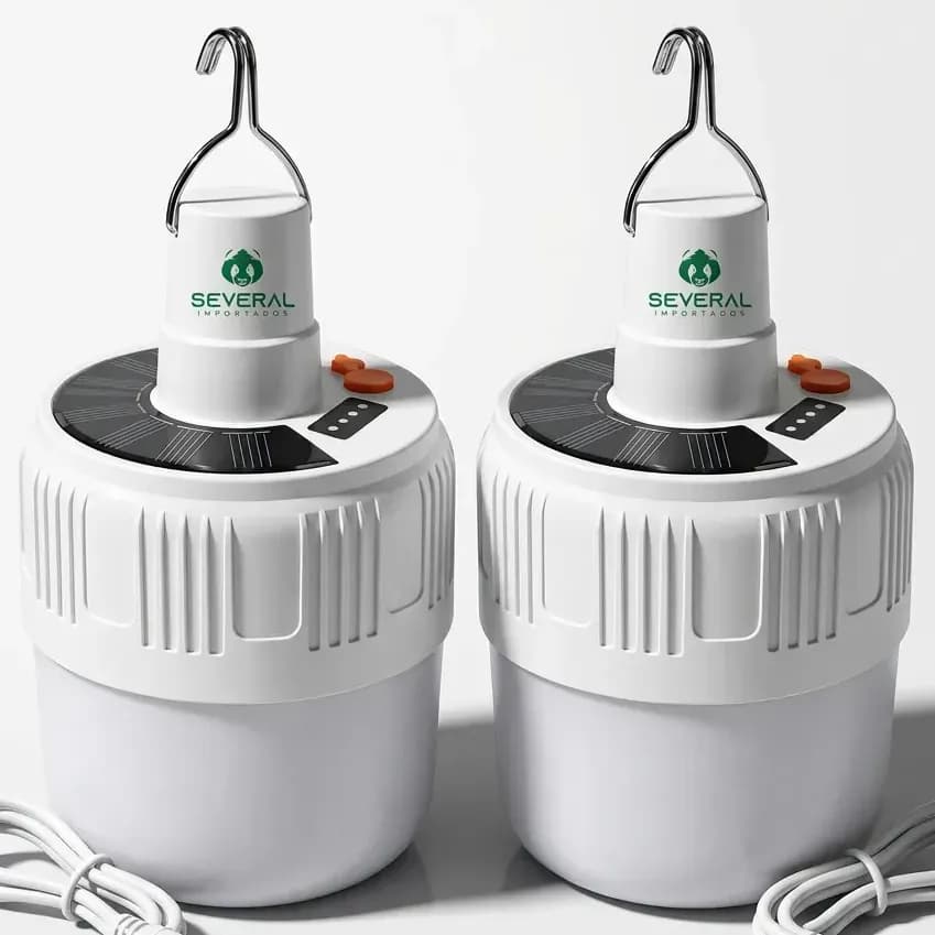 Kit 2 Lampada Led Solar Lampiao Recarregável Camping Usb Pesca Jardim Multiuso Viagem Several