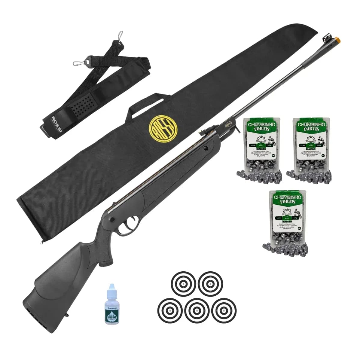 Carabina Rossi Dione 5g 5,5mm Gás Ram 60kg + Chumbo + Kit