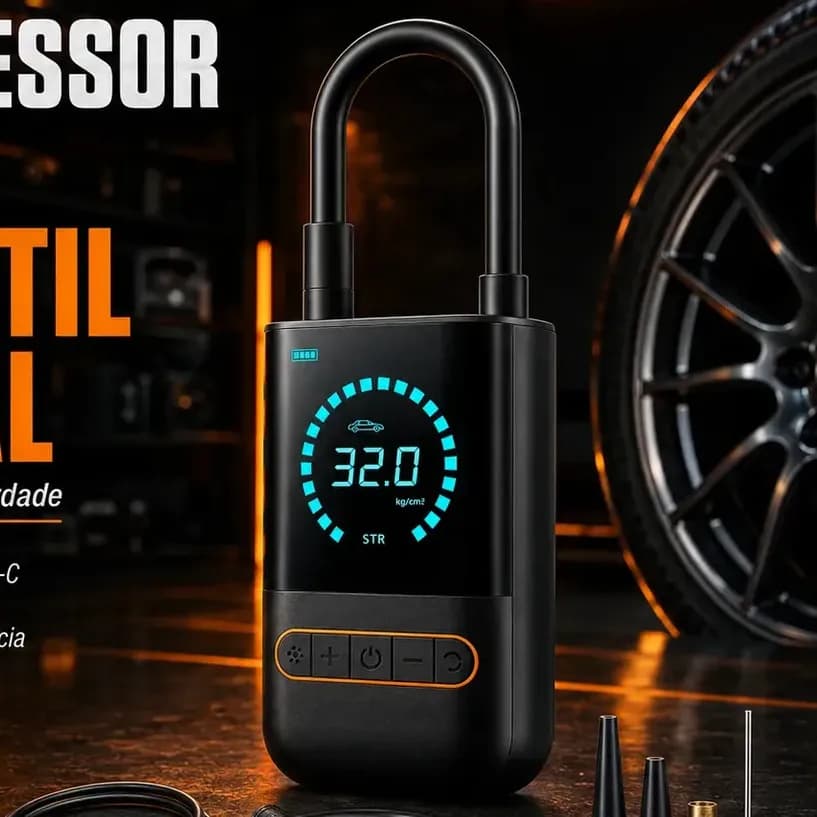 Compressor Calibrador De Pneus Portátil