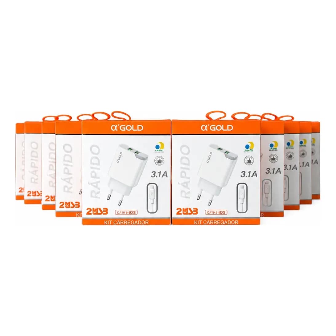 Kit 10 Carregadores Lightning Para iPhone Atacado Revenda Branco