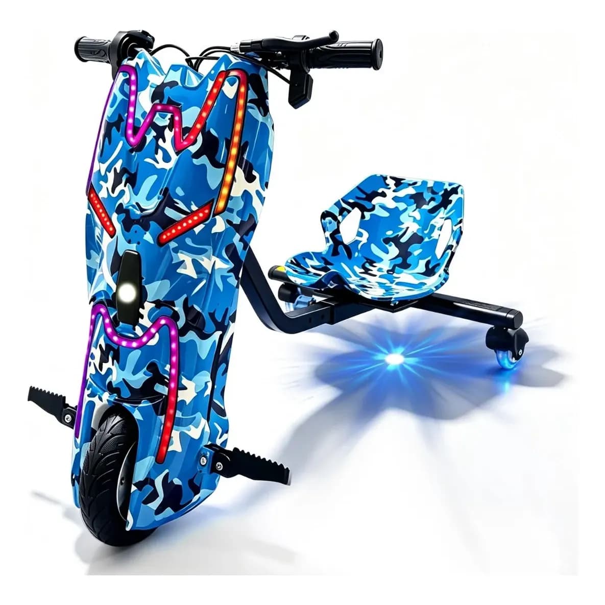 Patinete Triciclo Elétrico Drift 250w Led Bluetooth Infantil Azul