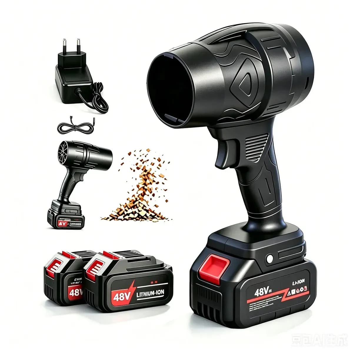 Soprador Turbo Sem Fio Bivolt 48V Portátil Mini de Mão com 2 Baterias de Lítio