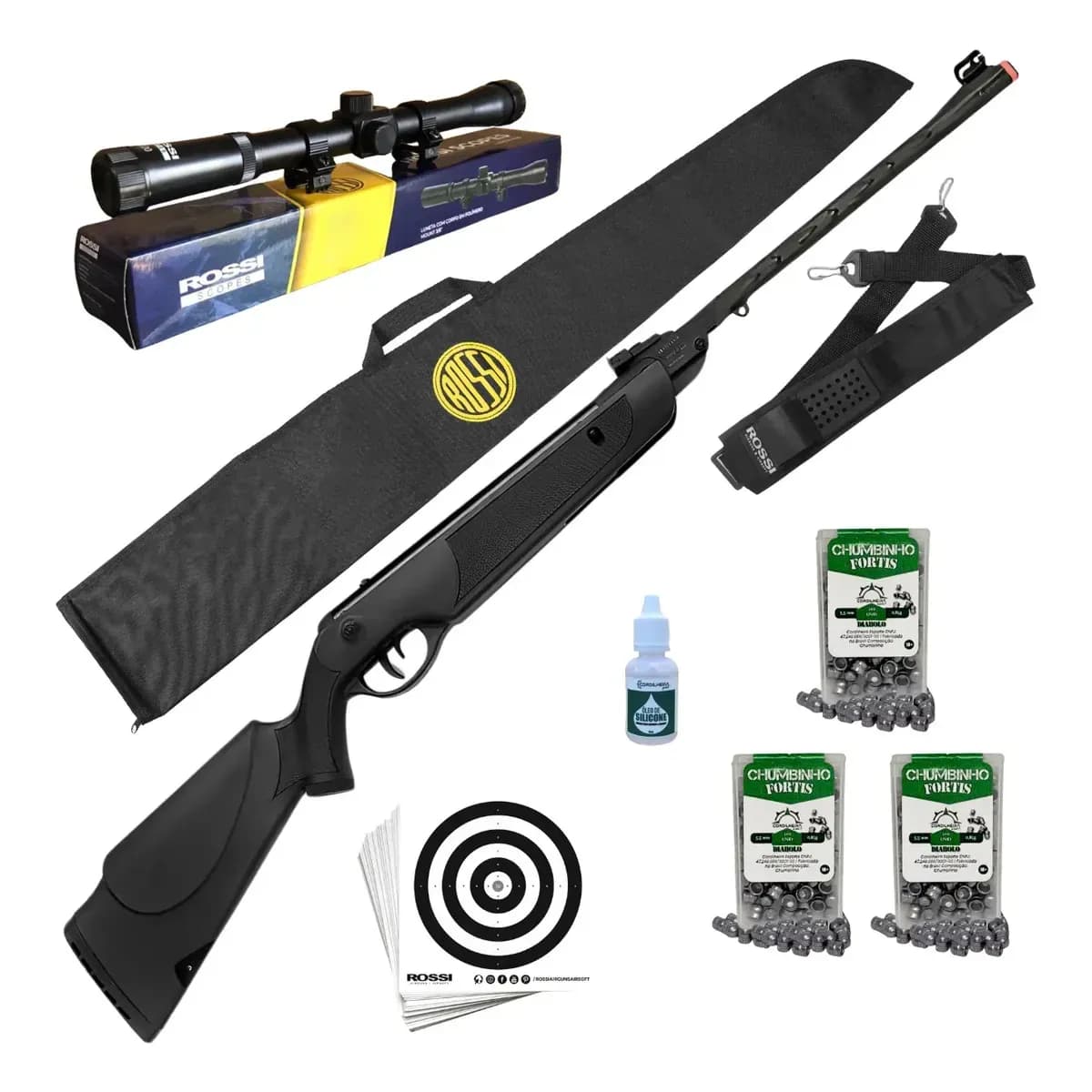 Carabina Dione Sport Mh 5.5 Mola Rossi Luneta + 300 Chumbos Preto 5.5 Mm