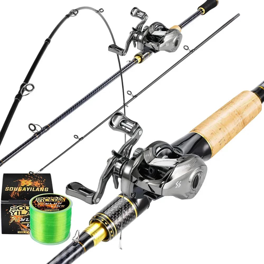 Kit Vara De Pesca Carbon 1,8m E Carretilha Sougayilang Cor 1 Direito