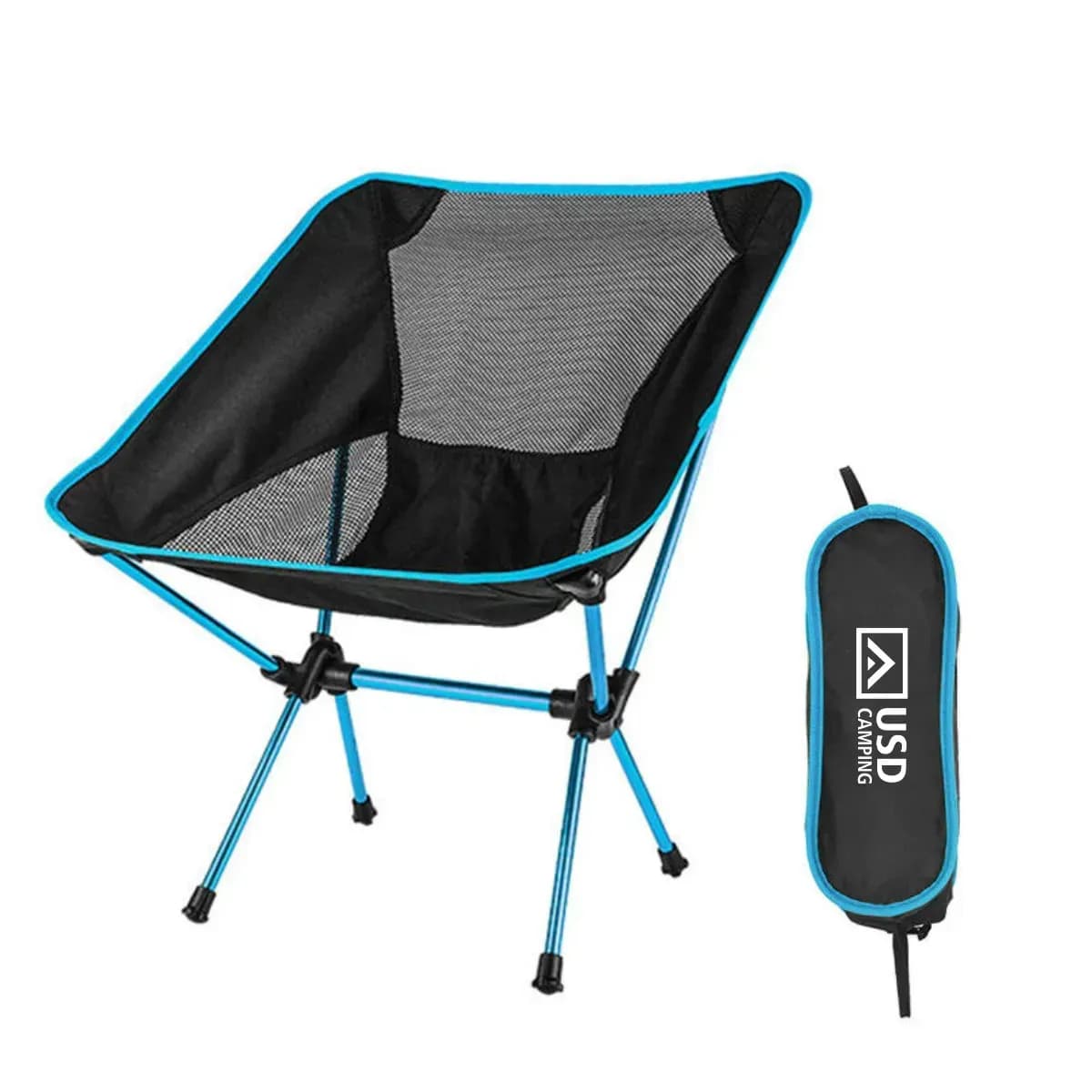 Cadeira Dobrável para Camping USD de Oxford 600D Leve, com Bolsa de Transporte Azul