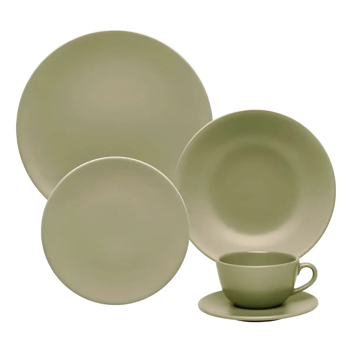 Aparelho De Jantar Oxford Cerâmica Oliva 30 Pç Liso