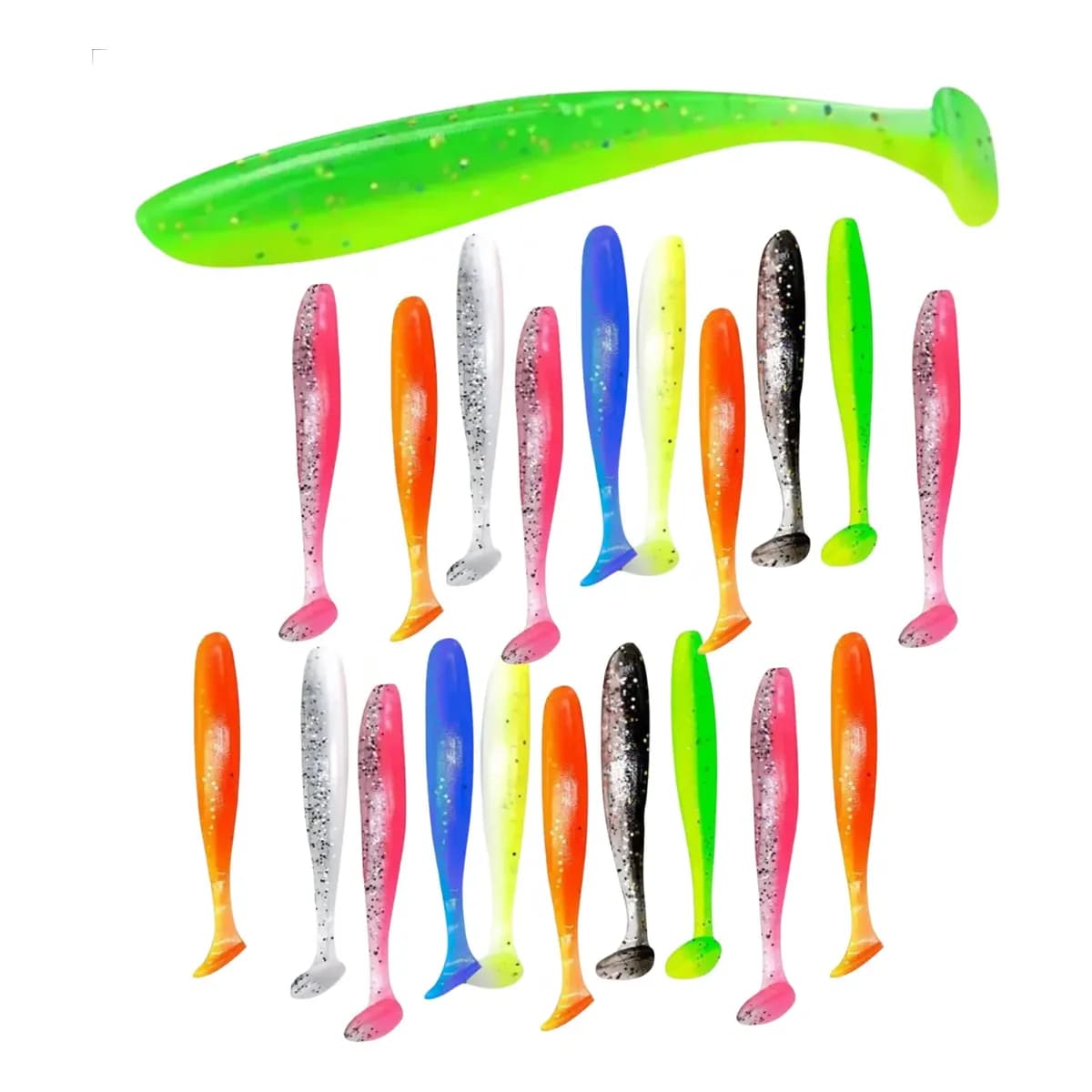 Kit 20 Iscas Artificiais Soft Silicone Shad 5,5cm Tucunaré