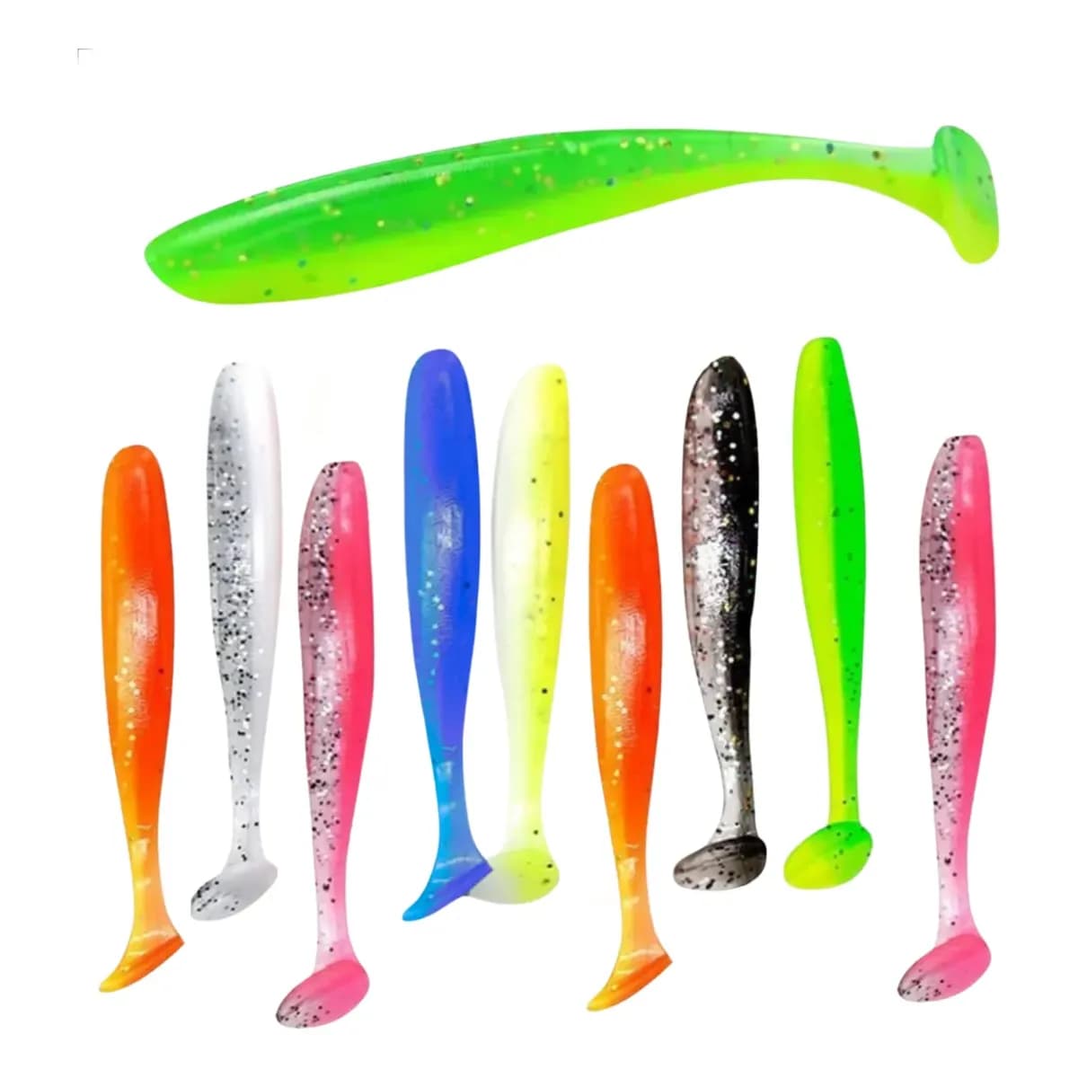 Kit 10 Iscas Artificial Soft Silicone Shad 5,5cm Pescaria