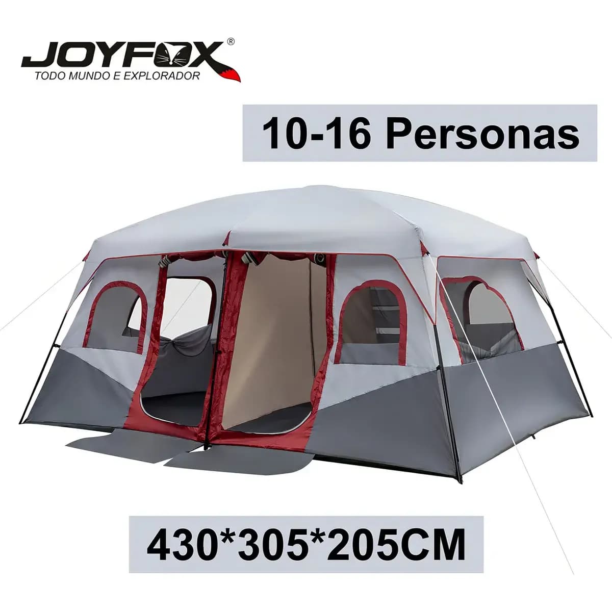 Barraca de Camping Familiar 10 Pessoas Impermeável 1000mm 430x305x205cm Joyfox