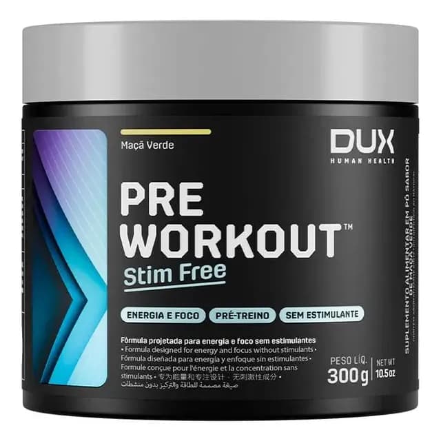 Dux Pre Workout Stim Free 300g Sabor Maçã verde
