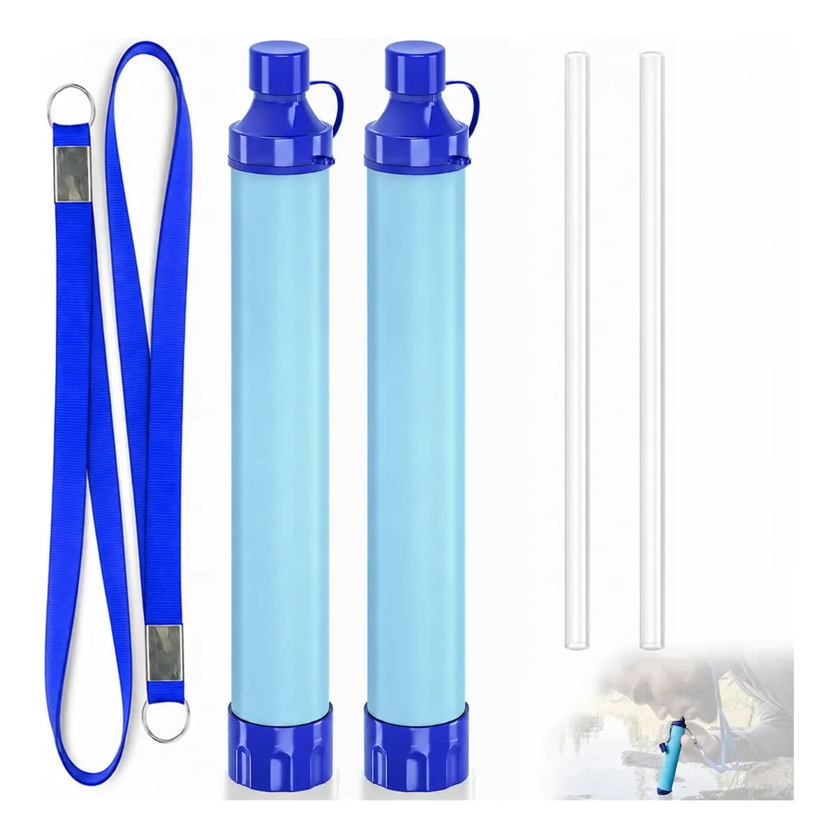 Kit 2 Mini Filtro De Água Para Viagem De Purificador Camping