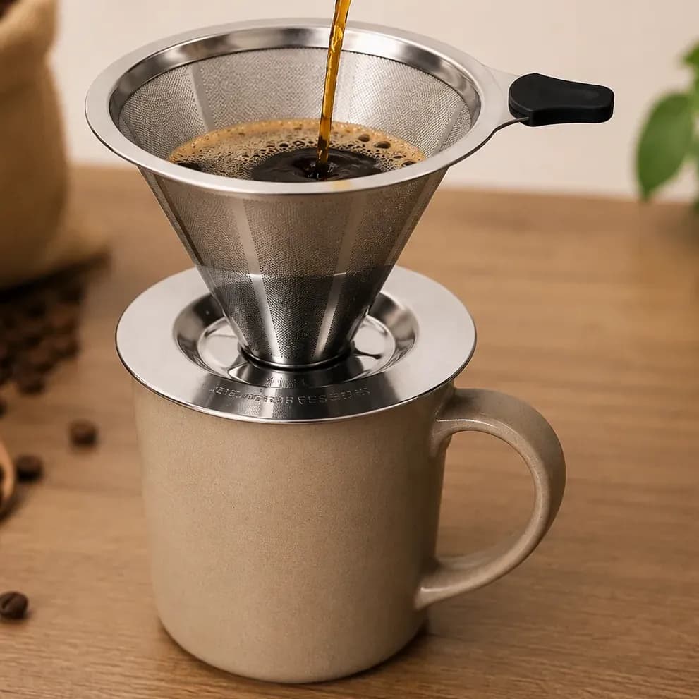 Coador Café 103 Inox Malha Fina Reutilizável Filtro Premium