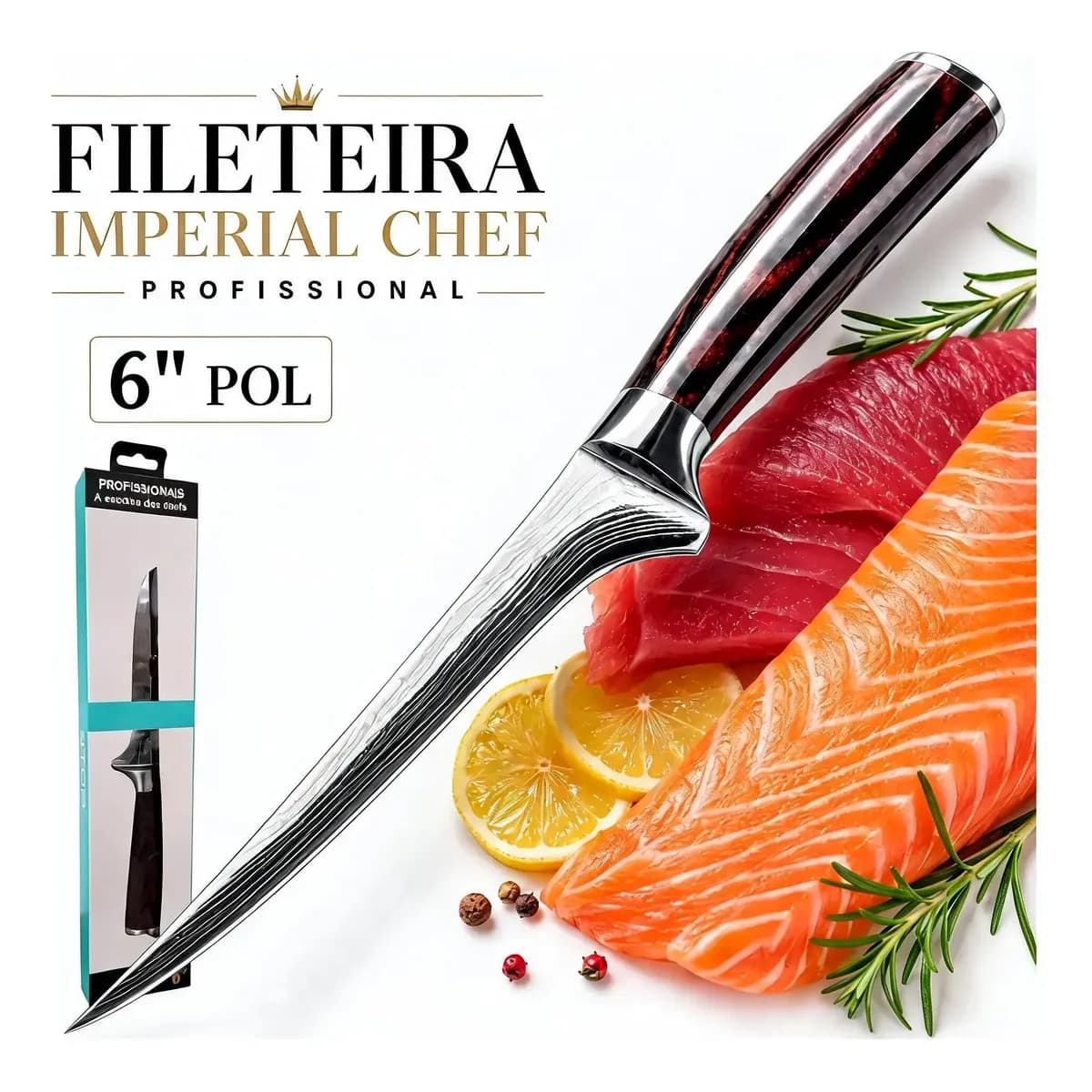 Faca De Cozinha Imperial Fileteira Para  Peixe Carne E Frango