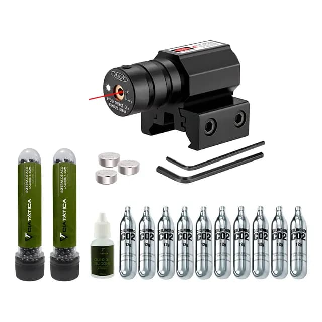 Mira Laser Trilho Pistola Co2 Airgun Pt92 M9 + Munição 4.5mm
