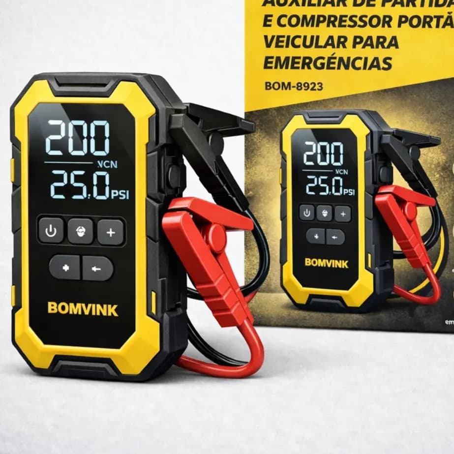 Auxiliar De Partida Compressor De Ar Portátil Carro Pneu Preto/amarelo 12 60 Bifásica
