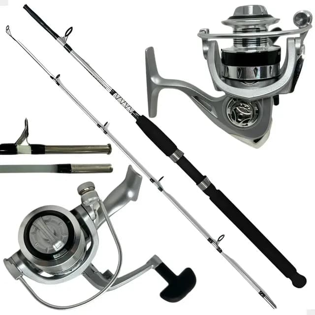 Kit Pesca MTZK Vara Fibra Maciça 35Lbs 1,65m + Molinete 7000 Alumínio