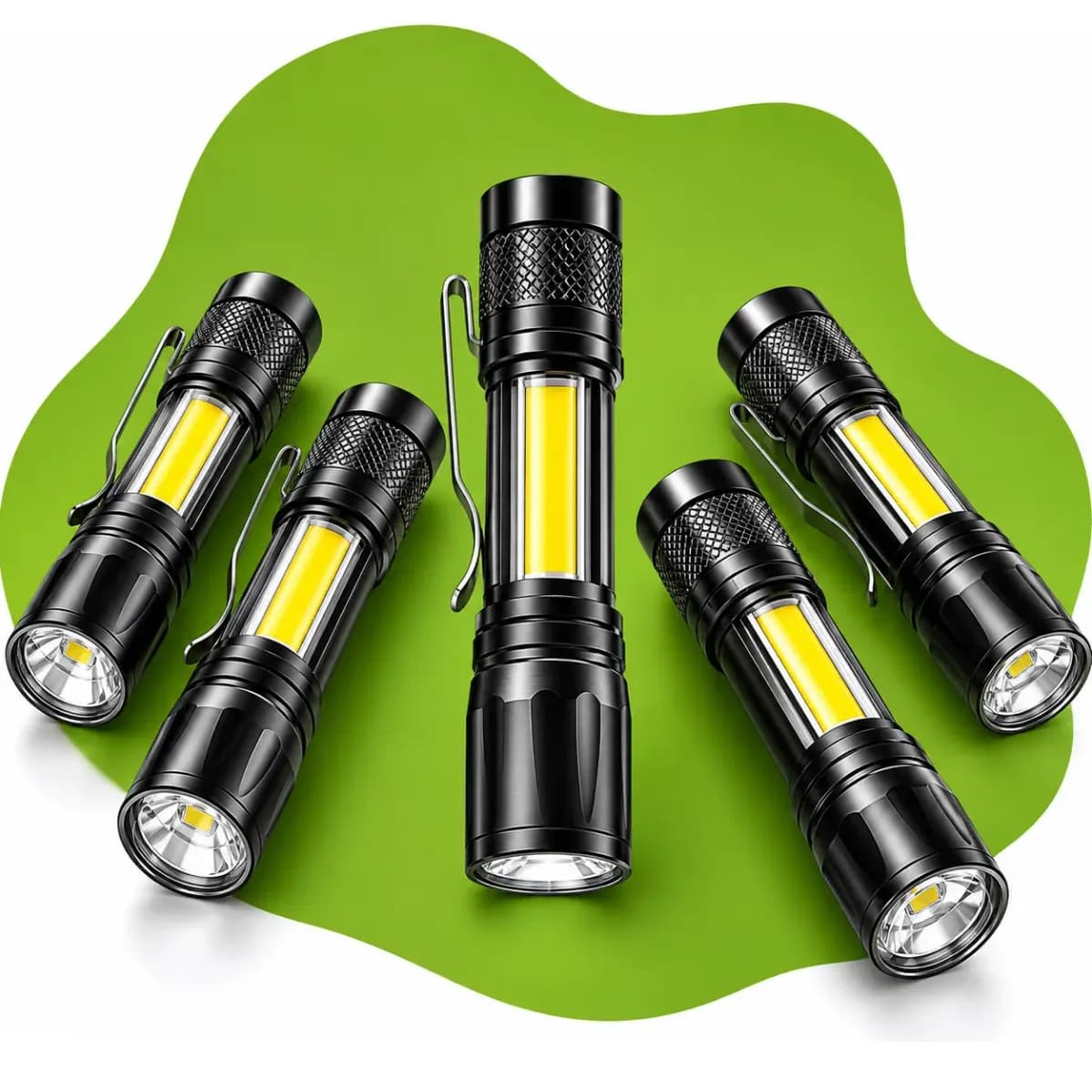 Kit 5 Mini Lanterna Led Tática Luz Potente Usb Recarregável Branco Preto