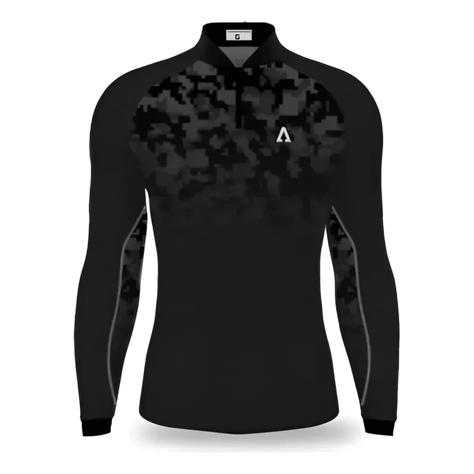 Kit Camiseta Pesca Preta + Bandana Uv50  Proteção Solar Dry