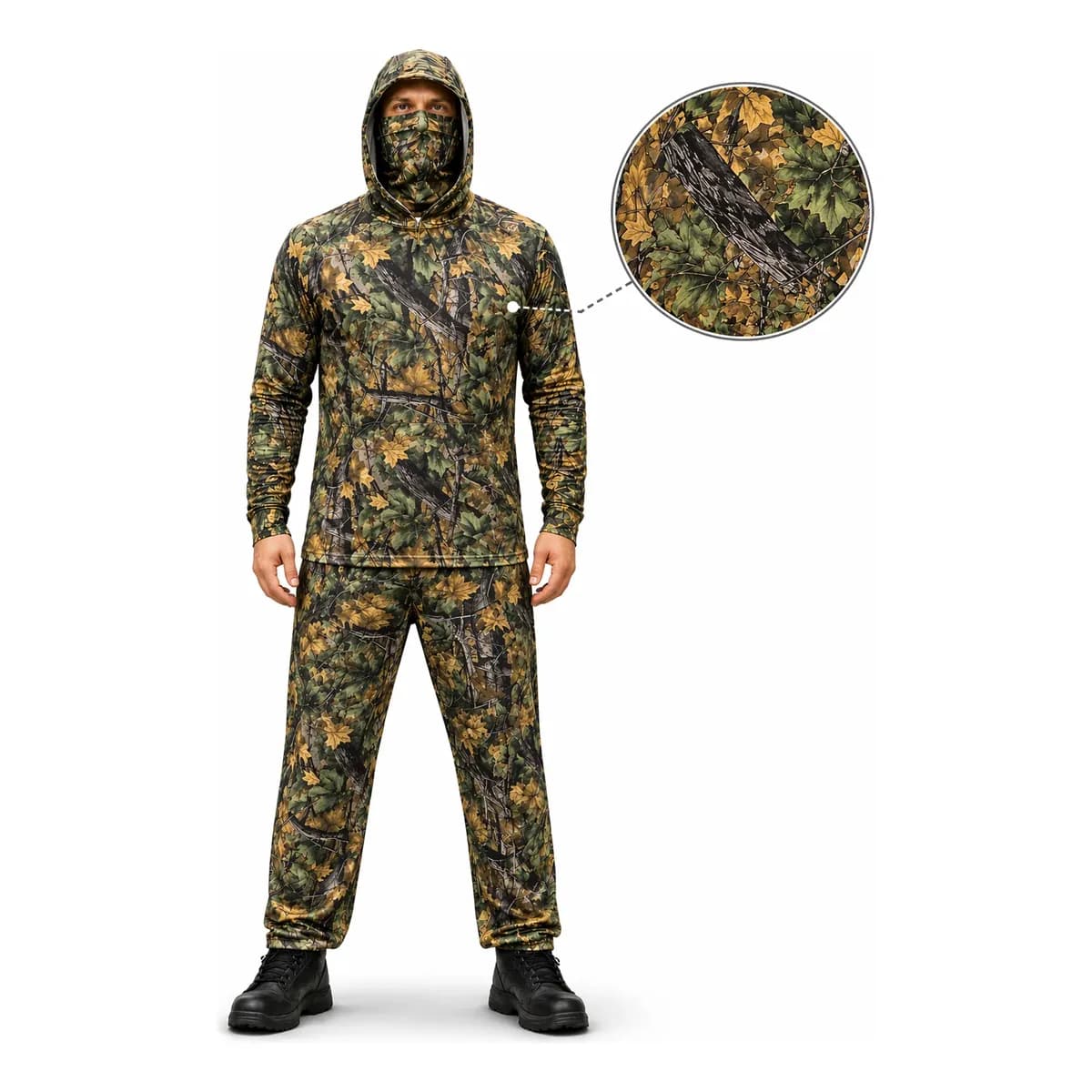 Kit Roupa Camuflada Camisa + Calça + Bandana Caça E Pesca