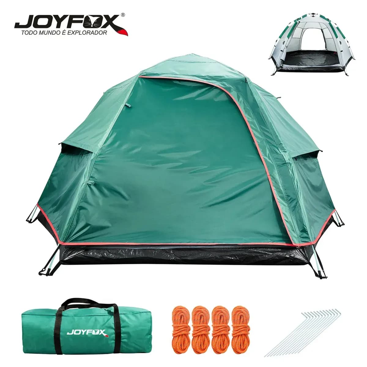 Barraca Camping Automática Joyfox 5-6 Pessoas Família 280240150cm Impermeável 3000mm Verde