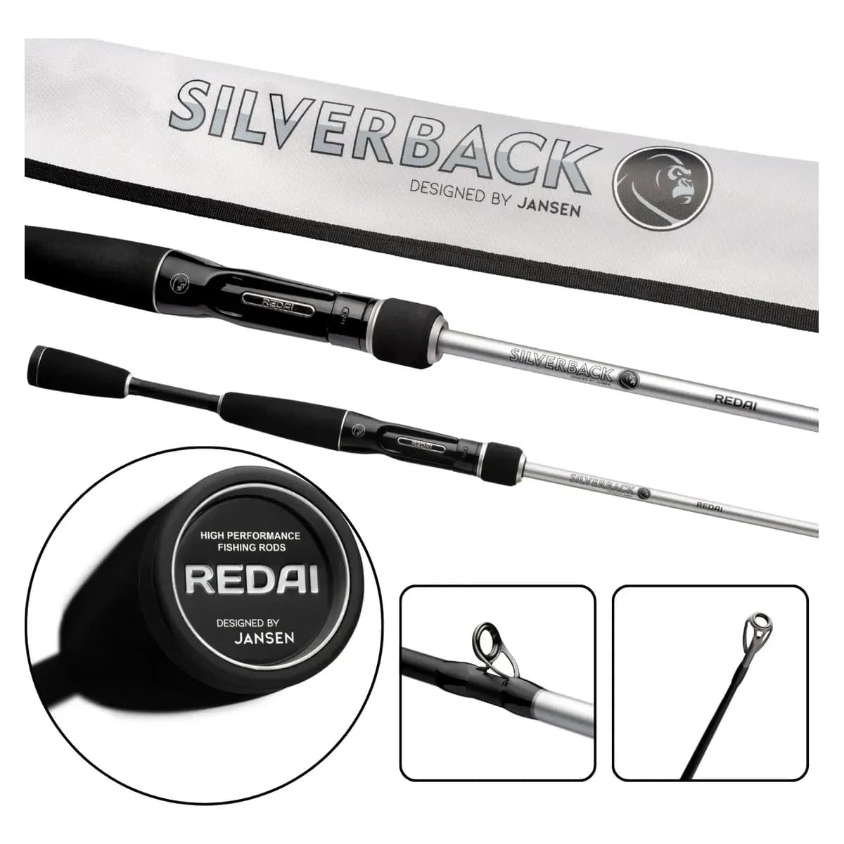 Vara Para Carretilha Redai Silverback 6'0 1,80mts 10-17lbs Preto E Cinza