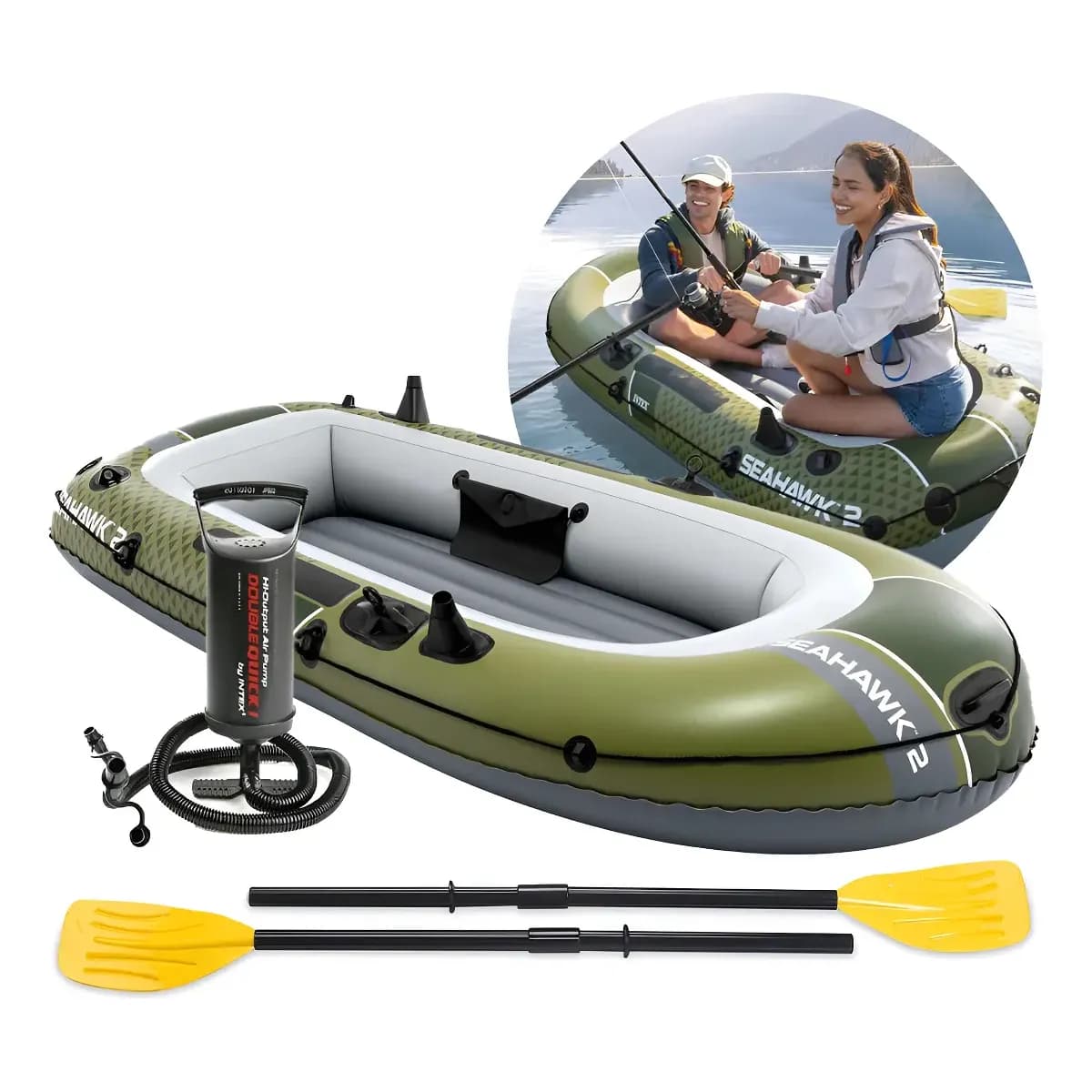 Bote Inflável Barco Seahawk 2 Com Remos  E Bomba Manual Intex
