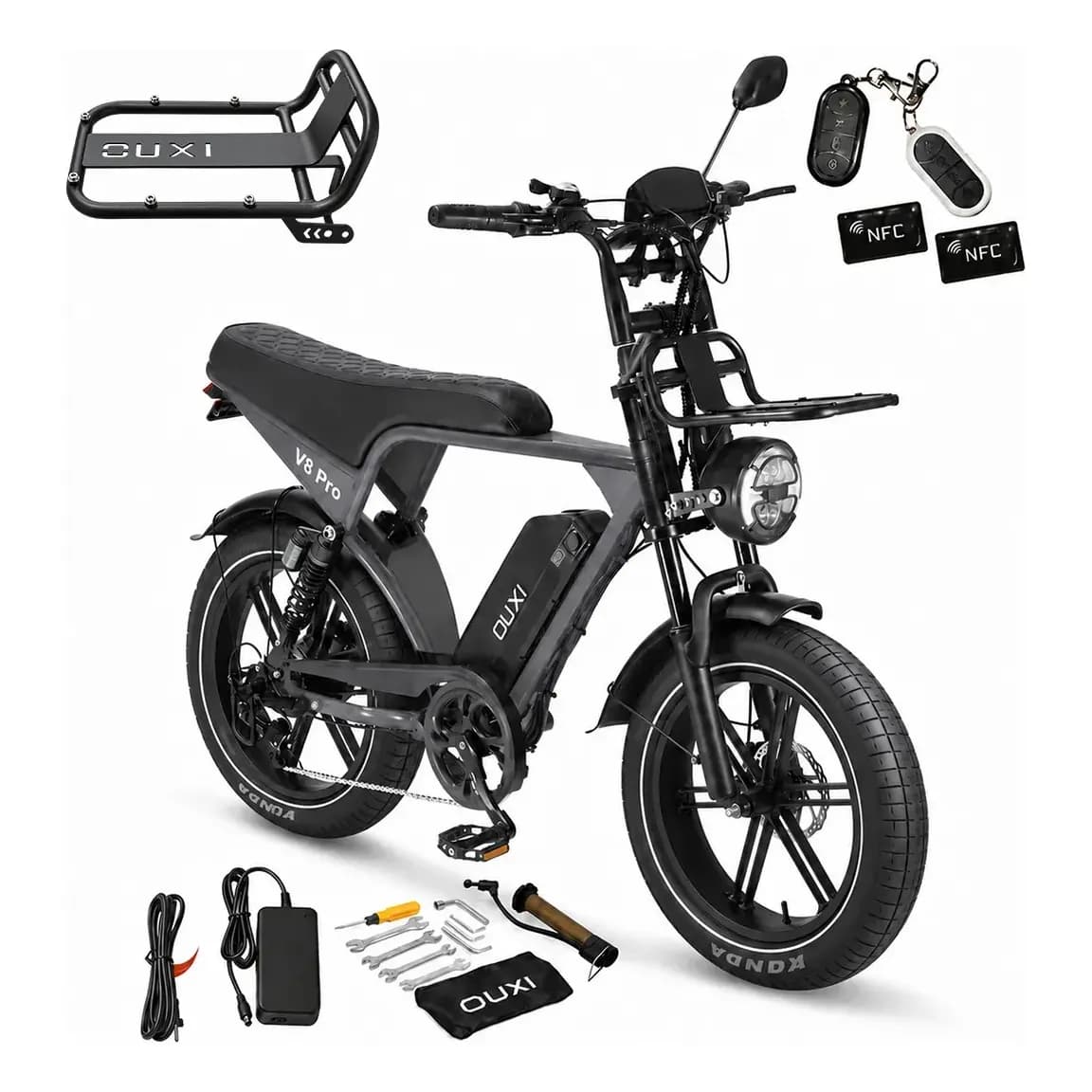 Bicicleta Elétrica 1000W 48V 30Ah V8pro Bateria Dupla