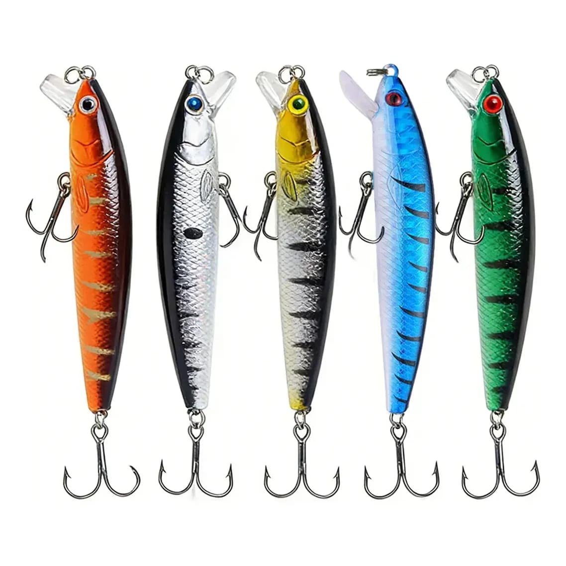 Kit Pesca 5 Iscas Artificias Minnow Tucunaré Robalo Dourado Cores Misturadas