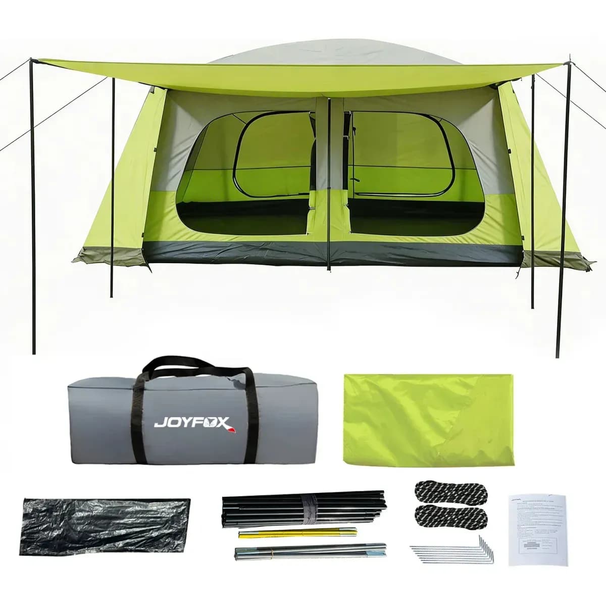 Barraca Camping 12-16 Pessoas 420305200cm Impermeavel 5000mm Grande Varanda Barraca Familiar Anti-uv Verde