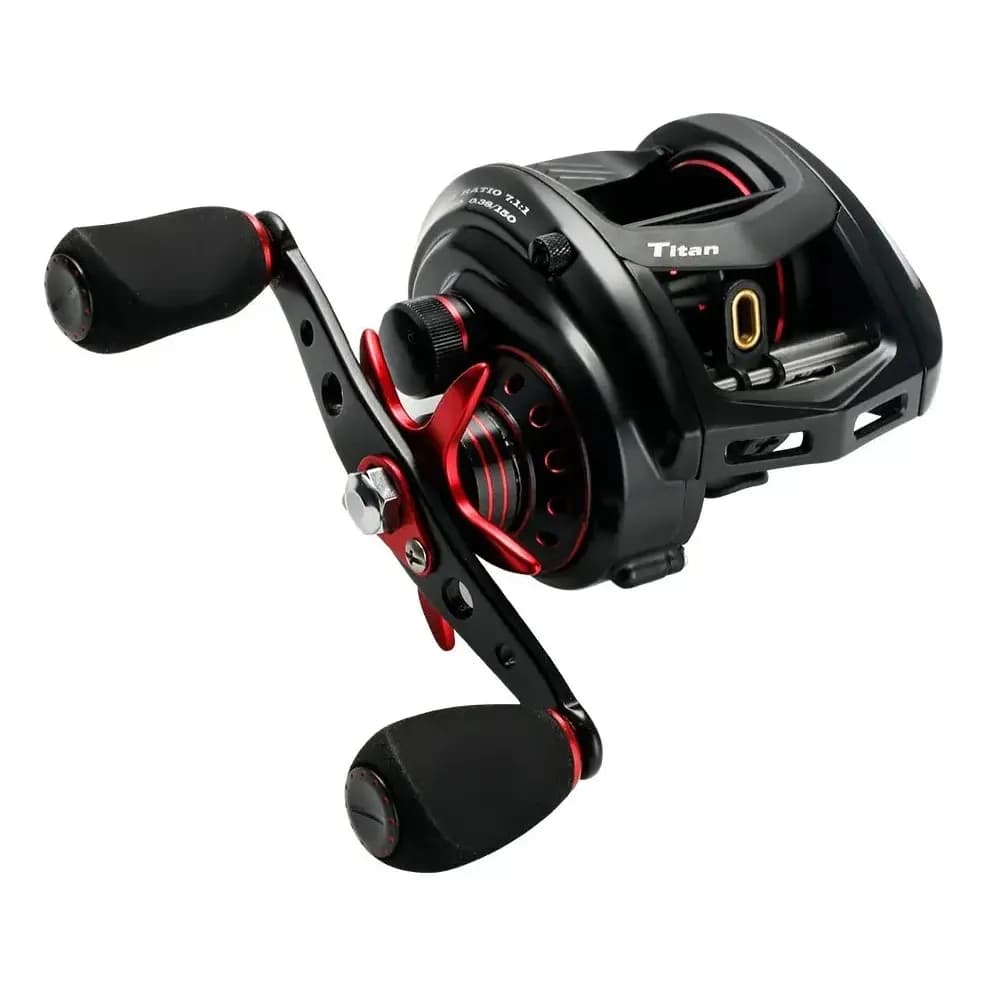 Carretilha Johncoo MT200L  esquerda 7.1:1 vermelho e preto
