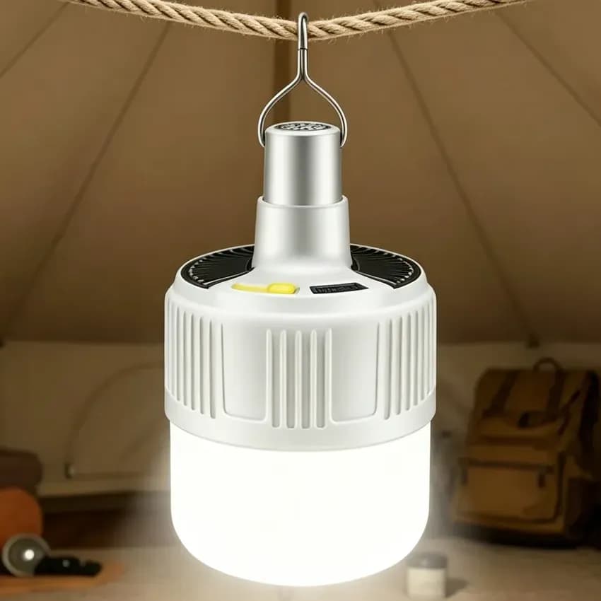 Lâmpada Camping Lampião Led Potente Recarregável Acampamento Branco 127/220v