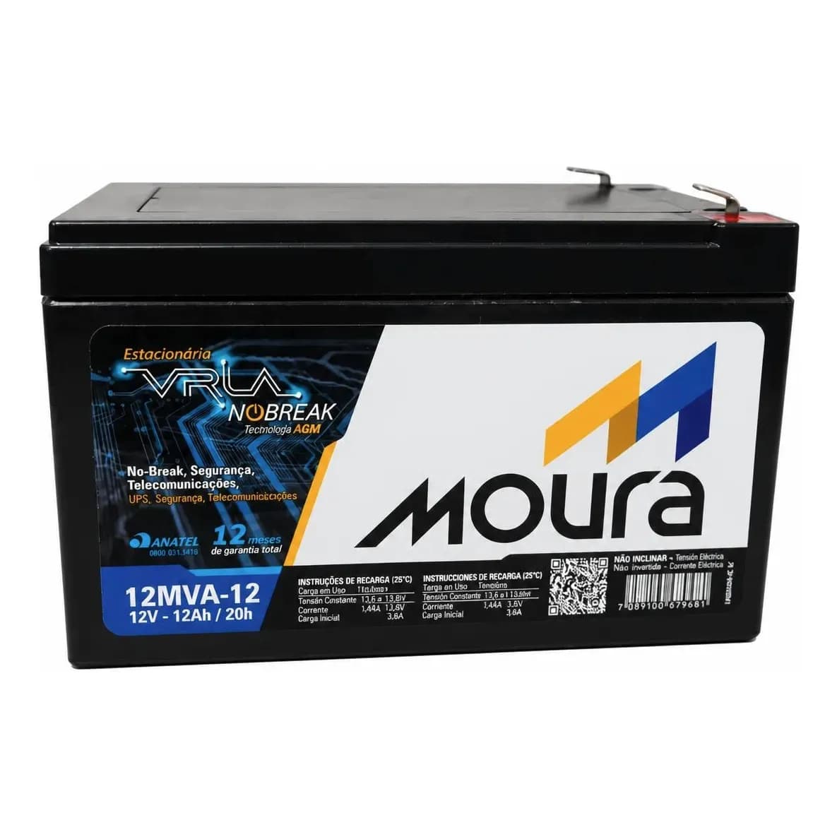 Bateria Moura Estacionária Vrla 12v 12ah Nobreaks Alarme