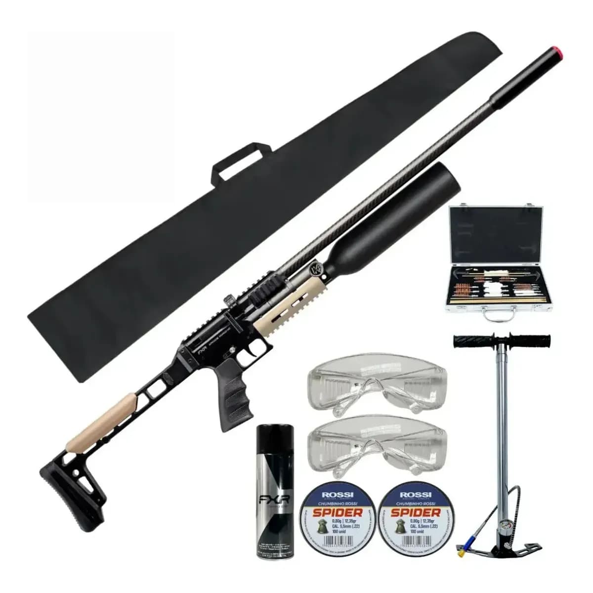 Kit Carabina Pcp Ap1000b Nomad Hc Artemis 5.5mm Bomba 4 Est. Preto 5.5 Mm