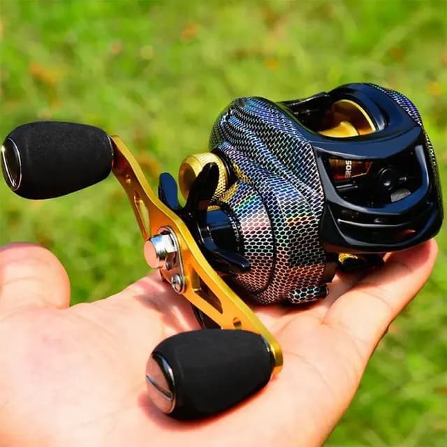 Carretilha De Pesca Perfil Baixo Drag 10kg Recolhimento Rápido 7.2:1 Freio Magnético Para Pesca Esportiva Tucunaré Traíra