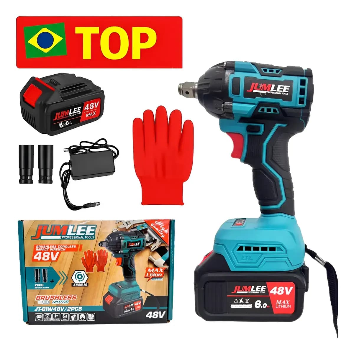 Chave De Impacto 48V Brushless Bateria 6.0 Azul 127/220V