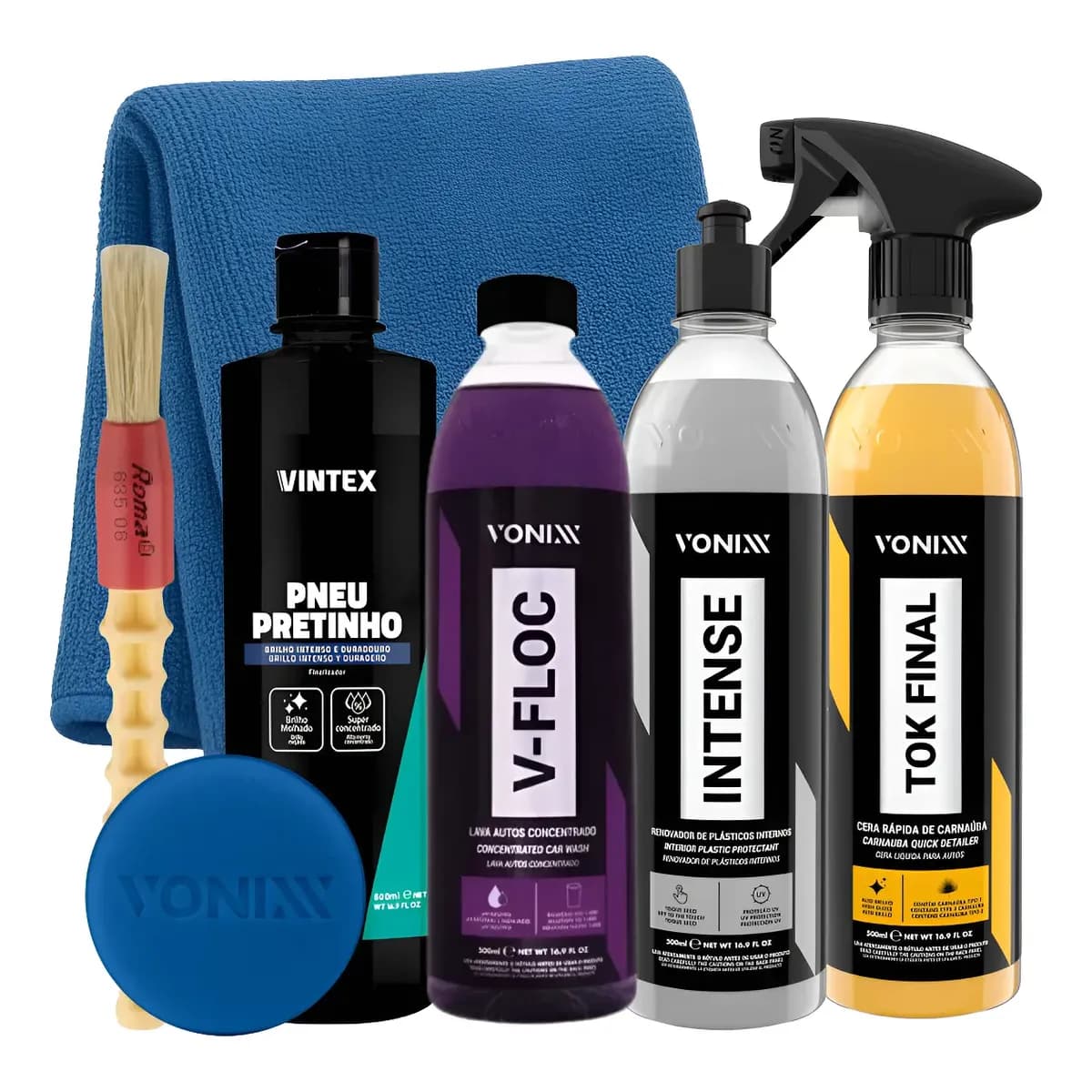 Kit Lavagem Automotiva Vonixx V-Floc Cera Intense Pretinho 500ml